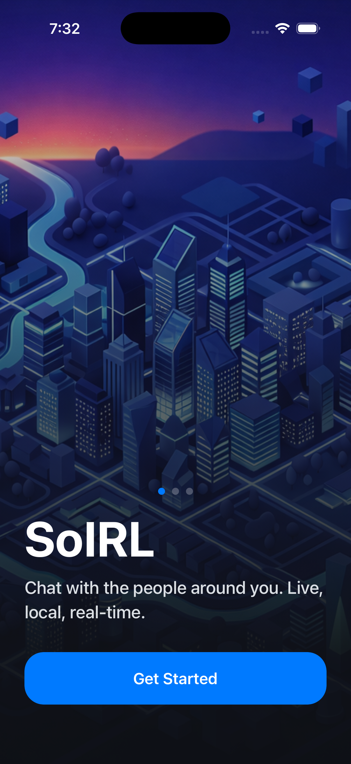SoIRL welcome screen